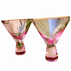 At Home Elegant Pink Crystal  Martini Glasses Set